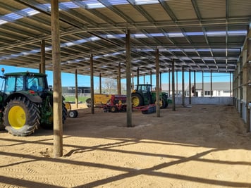calf and implement shed under construction