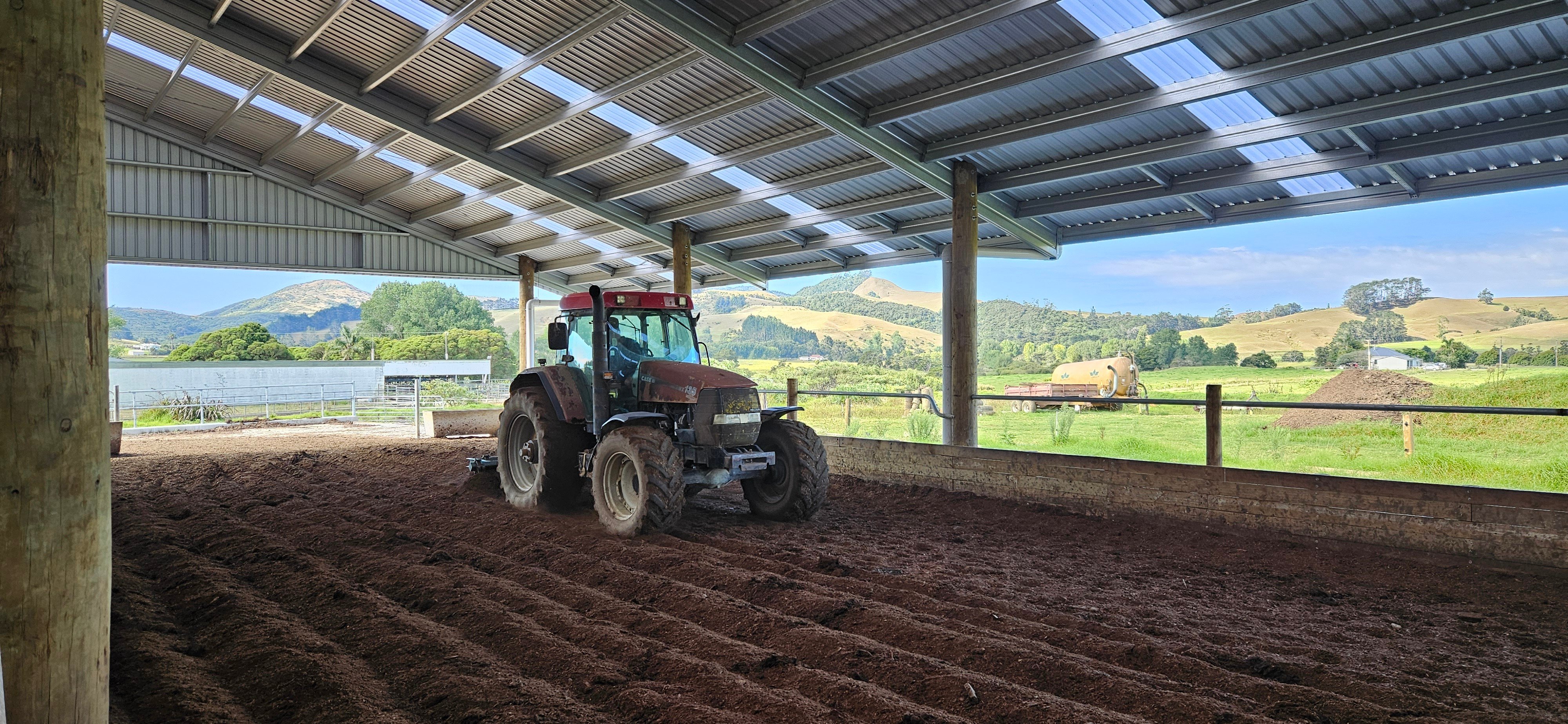 Composting Barn Bedding Being Tilled