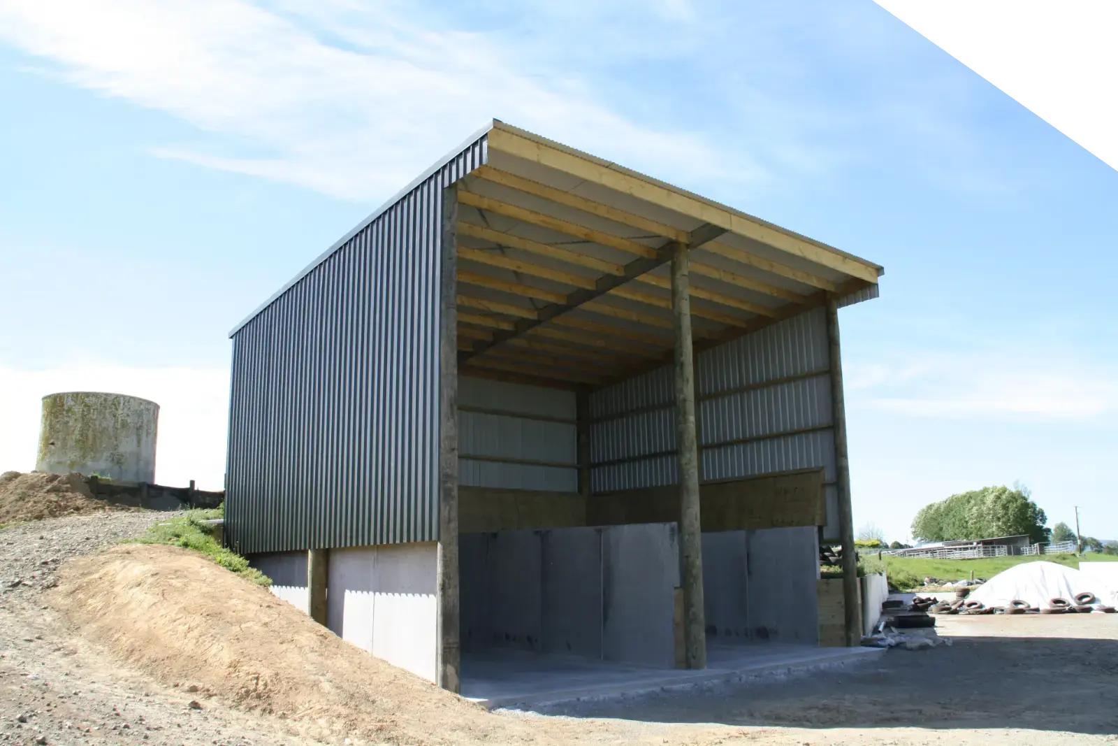open front hay and feed barn